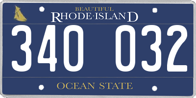 RI license plate 340032