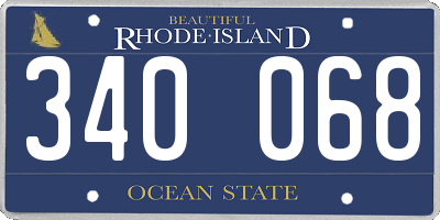 RI license plate 340068