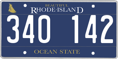 RI license plate 340142