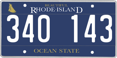 RI license plate 340143