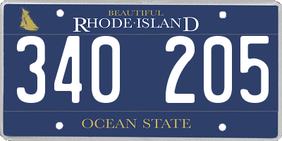 RI license plate 340205