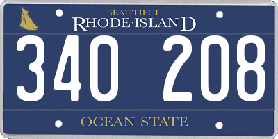 RI license plate 340208