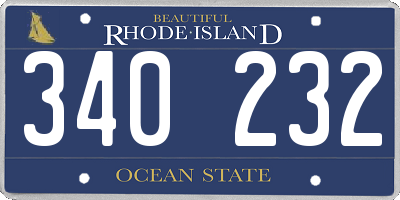 RI license plate 340232