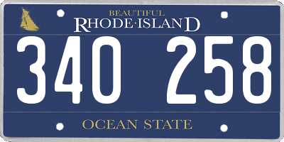 RI license plate 340258