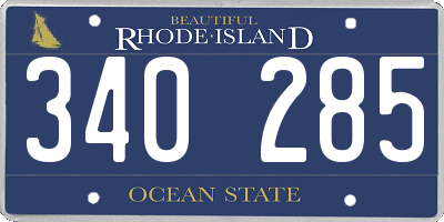 RI license plate 340285