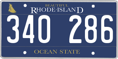 RI license plate 340286