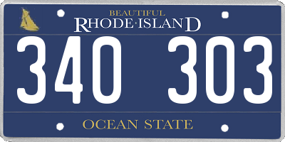 RI license plate 340303