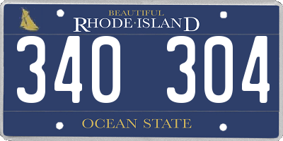 RI license plate 340304