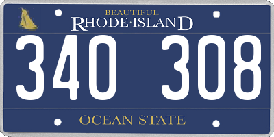 RI license plate 340308