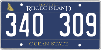 RI license plate 340309