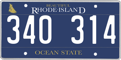 RI license plate 340314