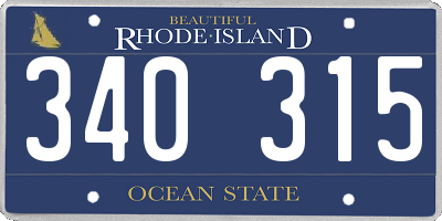 RI license plate 340315