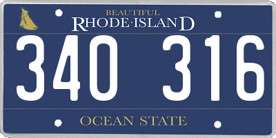 RI license plate 340316