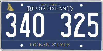 RI license plate 340325