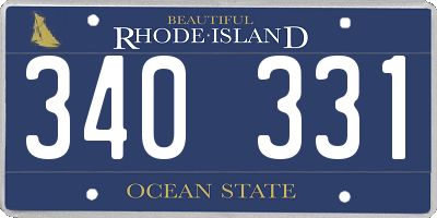 RI license plate 340331