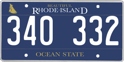 RI license plate 340332
