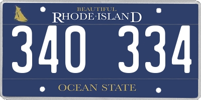 RI license plate 340334