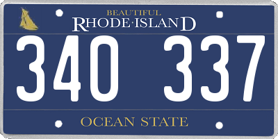 RI license plate 340337