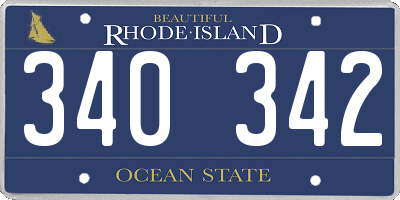 RI license plate 340342