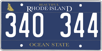 RI license plate 340344