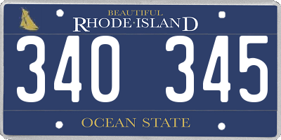 RI license plate 340345