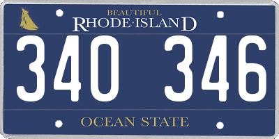 RI license plate 340346