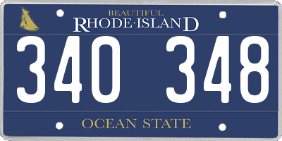 RI license plate 340348