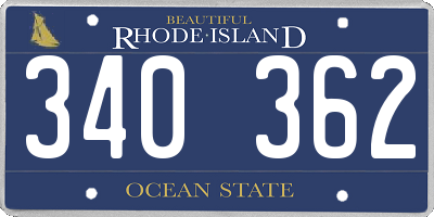 RI license plate 340362