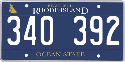 RI license plate 340392