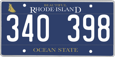 RI license plate 340398