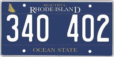RI license plate 340402