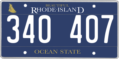 RI license plate 340407
