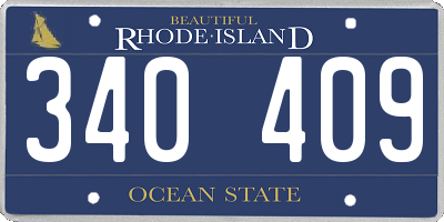 RI license plate 340409
