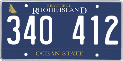 RI license plate 340412