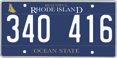 RI license plate 340416