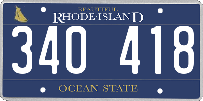 RI license plate 340418