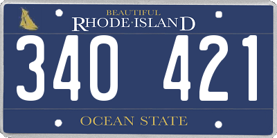 RI license plate 340421