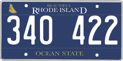 RI license plate 340422