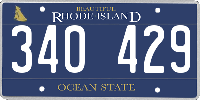 RI license plate 340429