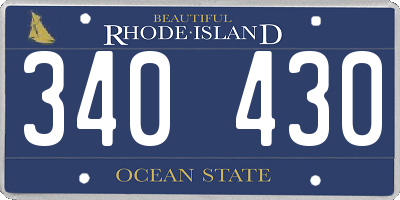 RI license plate 340430