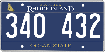 RI license plate 340432