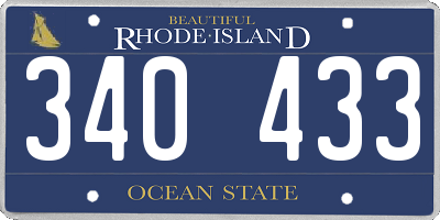 RI license plate 340433