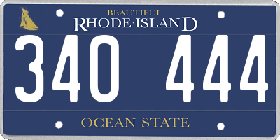 RI license plate 340444