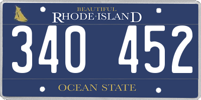 RI license plate 340452