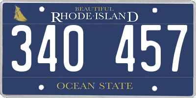 RI license plate 340457