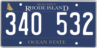 RI license plate 340532