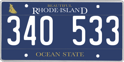 RI license plate 340533