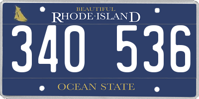 RI license plate 340536