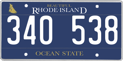 RI license plate 340538