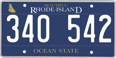 RI license plate 340542